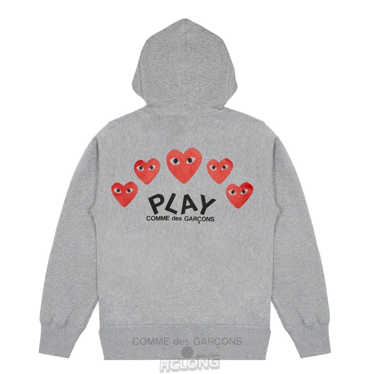 Comme Des Garcons PLAY Grey Multi Logo Zip Hætte Sweatshirt Hooded Sweatshirt Unisex Grå | 19205-ULGN