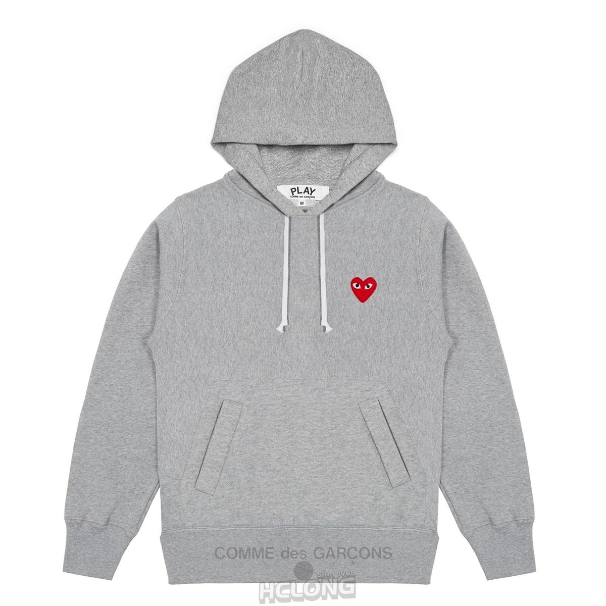 Comme Des Garcons PLAY Grey Pullover Hætte Sweatshirt Hooded Sweatshirt Unisex Grå | 21946-LYNG