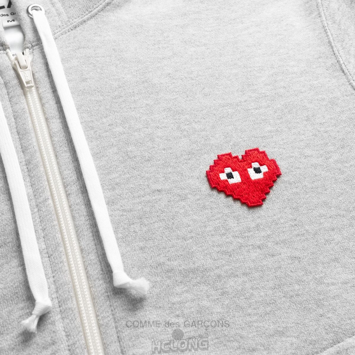 Comme Des Garcons PLAY Invaders Zip Hætte Sweatshirt Hooded Sweatshirt Unisex Grå | 90158-EWNC