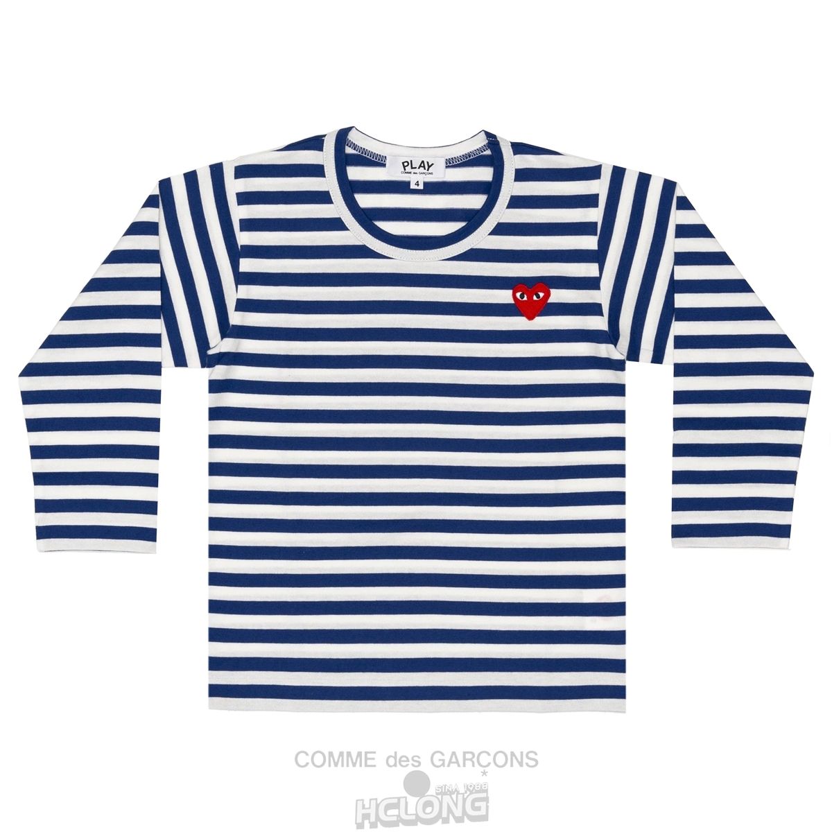 Comme Des Garcons PLAY Kids L/S Stribet T-Shirt Kids Børn Mørkeblå | 29356-QRUH