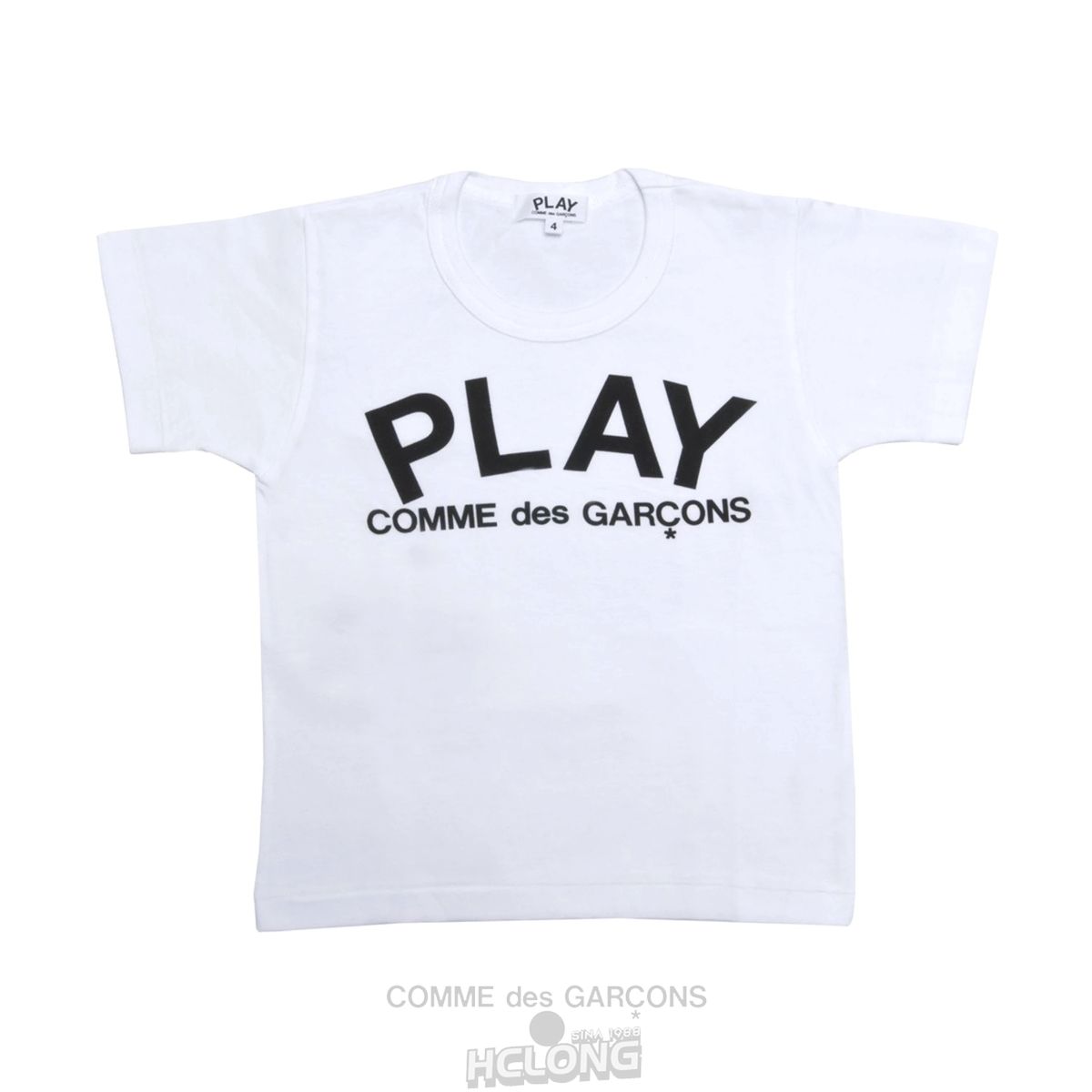 Comme Des Garcons PLAY Kids T-Shirt Black Text Kids Børn Hvide | 39602-XFKA