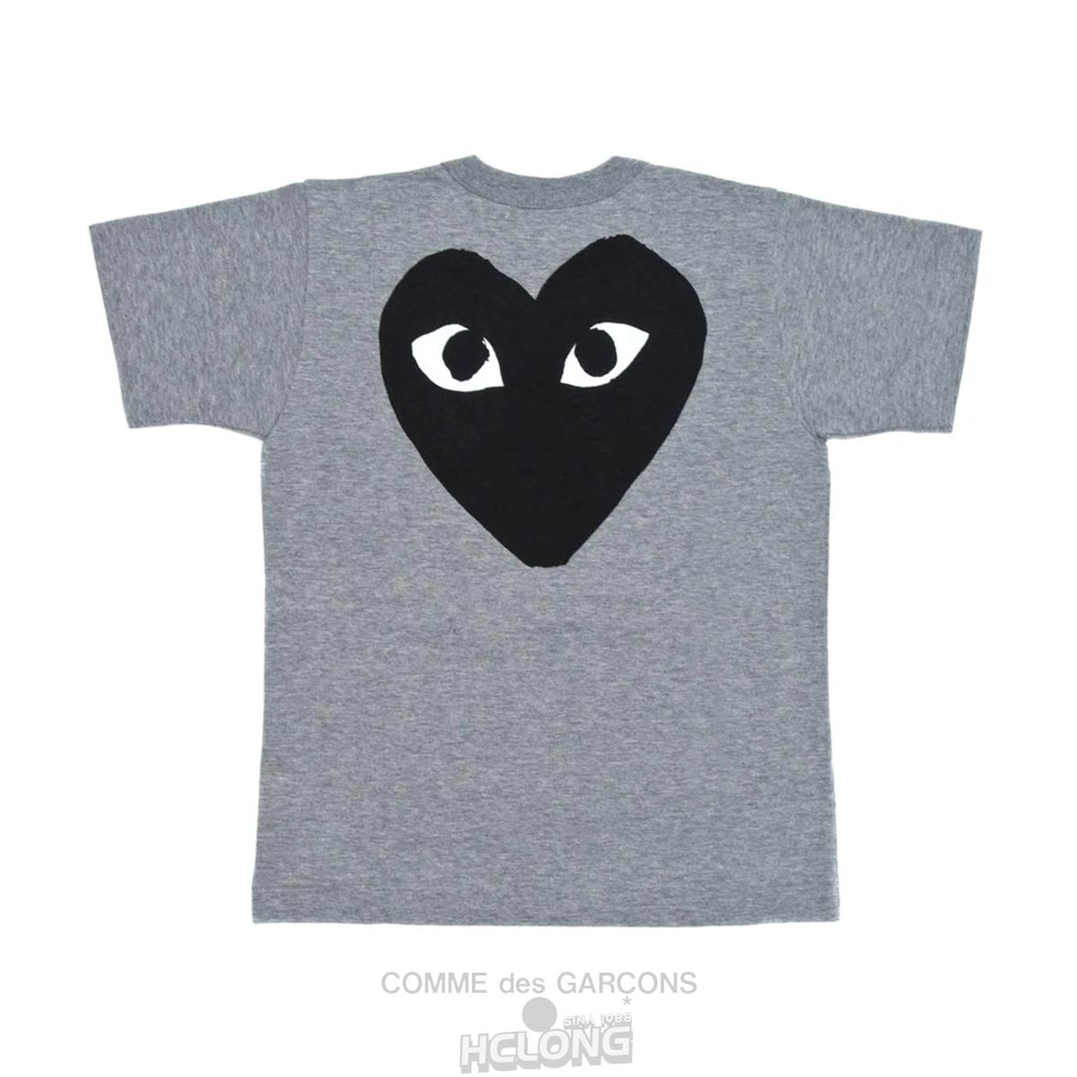 Comme Des Garcons PLAY Kids T-Shirt Black Text and Black Heart Kids Børn Grå | 72805-RJQX