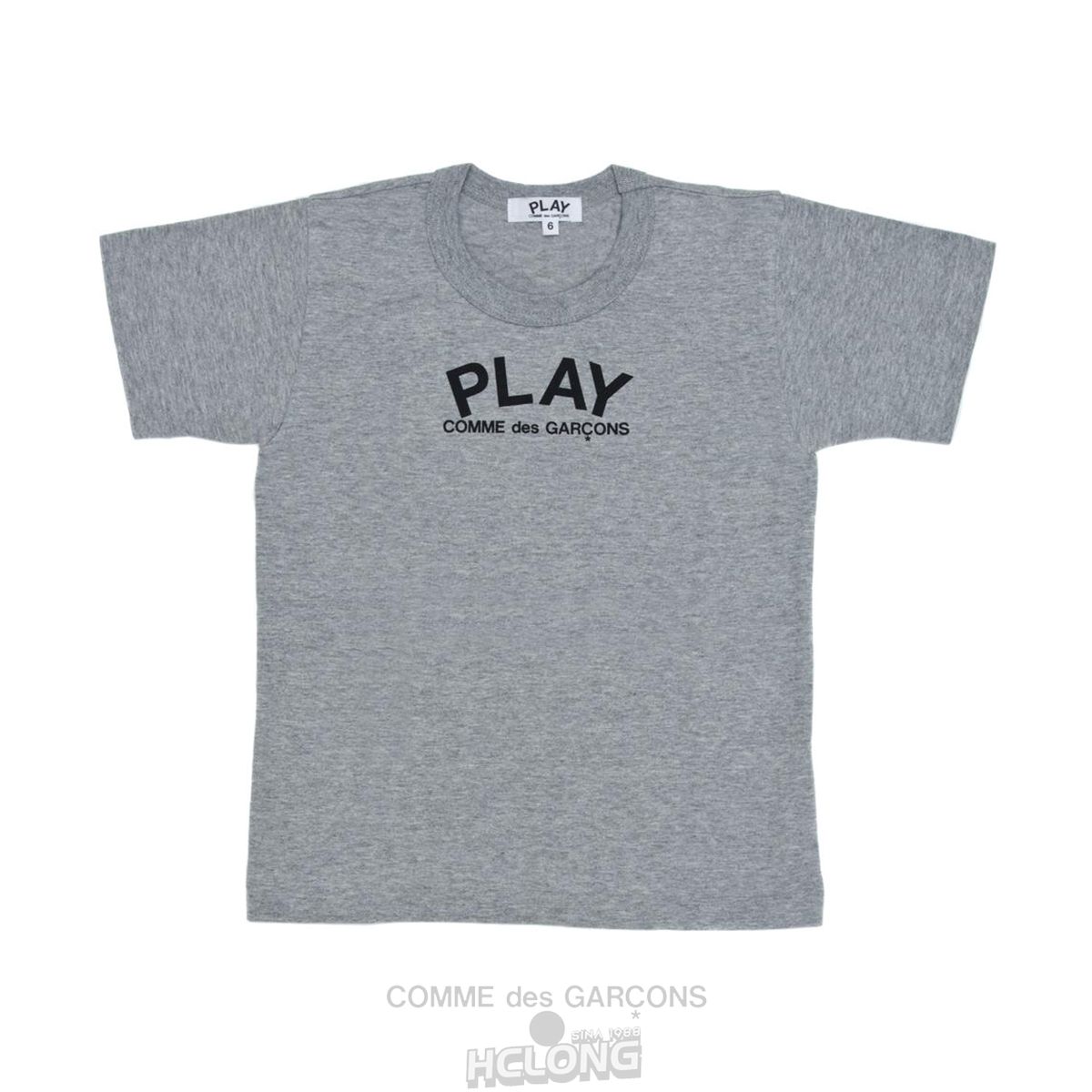 Comme Des Garcons PLAY Kids T-Shirt Black Text and Black Heart Kids Børn Grå | 72805-RJQX