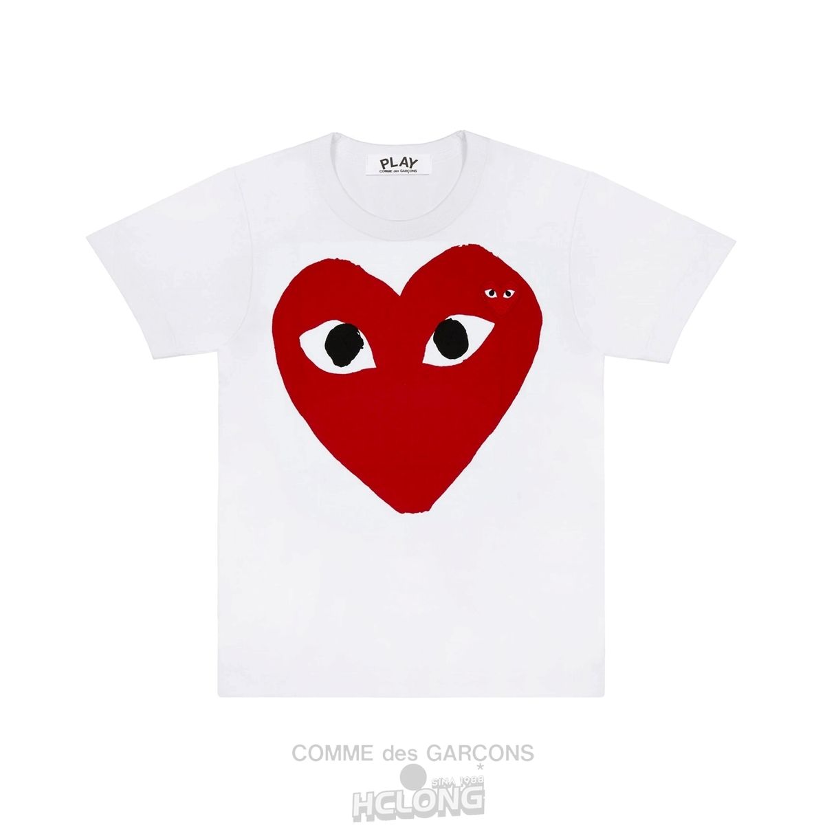 Comme Des Garcons PLAY Kids T-Shirt Large Red Heart Kids Børn Hvide | 72139-LNJY