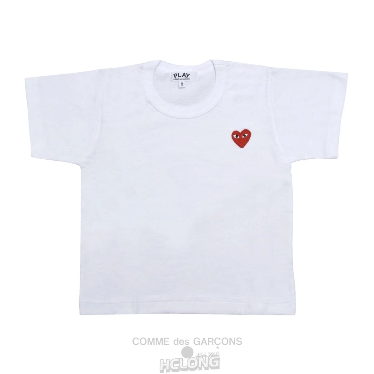 Comme Des Garcons PLAY Kids T-shirt Red Emblem Kids Børn Hvide | 42635-BGPT