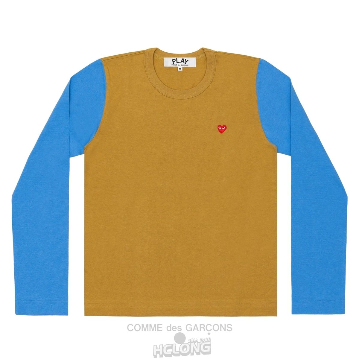 Comme Des Garcons PLAY L/S BI-Colour Small Emblem T-Shirt Long Sleeve Unisex Olive/Blue | 07324-NXAE