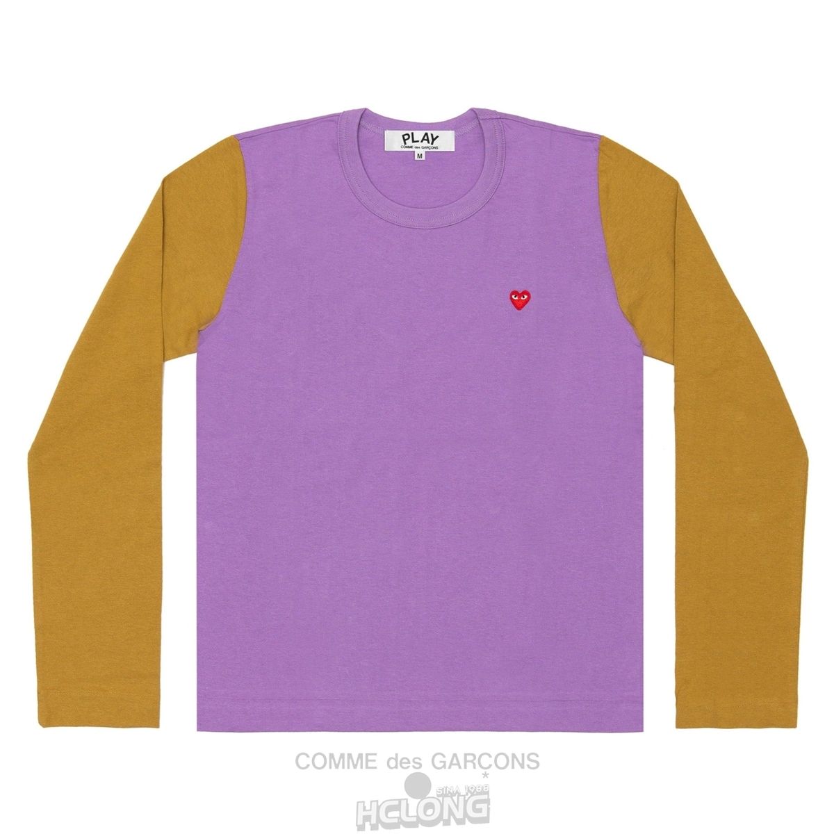 Comme Des Garcons PLAY L/S BI-Colour Small Emblem T-Shirt Long Sleeve Unisex Olivengrøn | 17065-NCVU