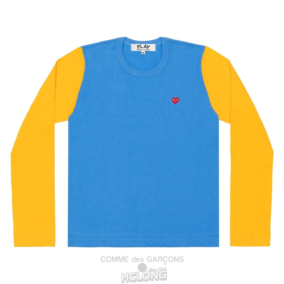 Comme Des Garcons PLAY L/S BI-Colour Small Emblem T-Shirt Long Sleeve Unisex Blue/Yellow | 89315-DOVC