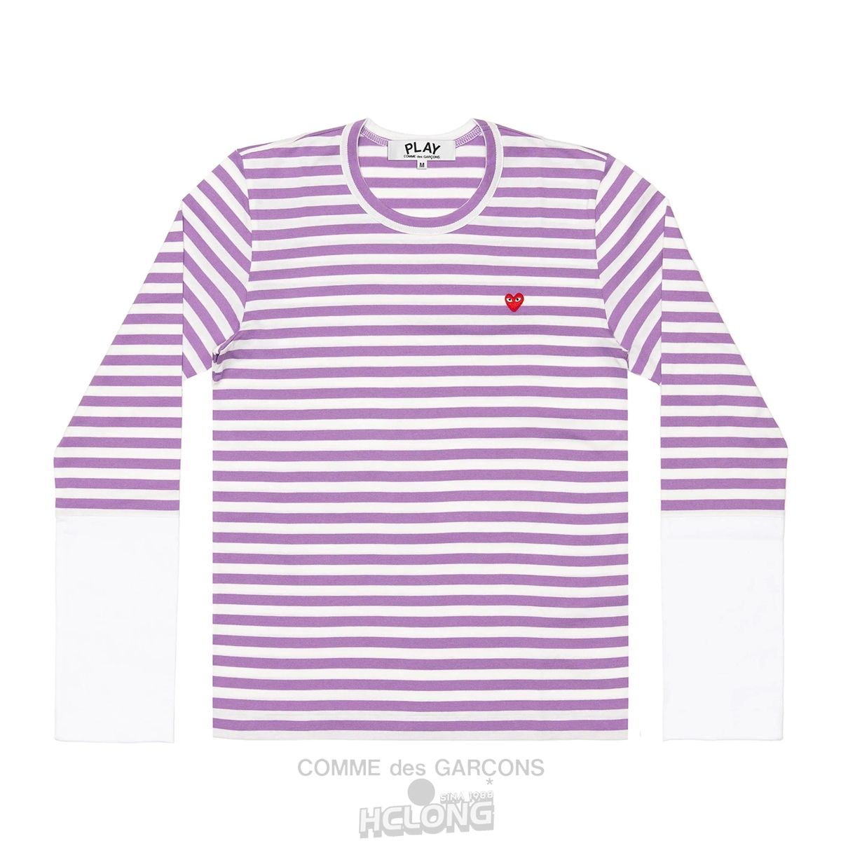 Comme Des Garcons PLAY L/S BI-Colour Stripe White Sleeve T-Shirt Long Sleeve Unisex Purple/White | 05362-YGJA