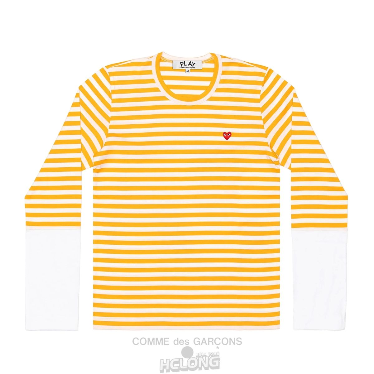 Comme Des Garcons PLAY L/S BI-Colour Stripe White Sleeve T-Shirt Long Sleeve Unisex Yellow/White | 31476-KPEM