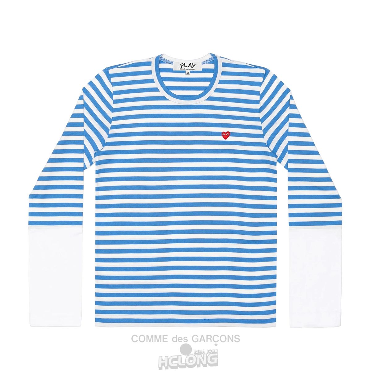 Comme Des Garcons PLAY L/S BI-Colour Stripe White Sleeve T-Shirt Long Sleeve Unisex Blue/White | 76389-GFEH