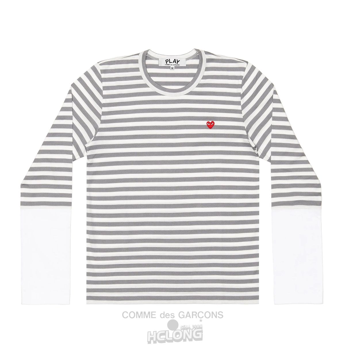 Comme Des Garcons PLAY L/S BI-Colour Stripe White Sleeve T-Shirt Long Sleeve Unisex Grey/White | 96730-IOLU