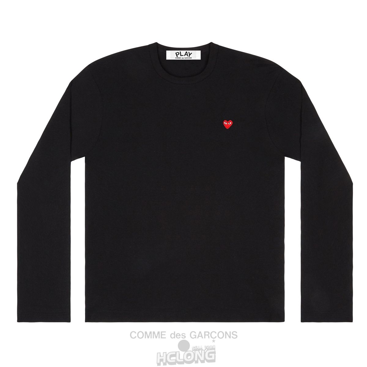 Comme Des Garcons PLAY L/S Basic T-Shirt Small Red Emblem Long Sleeve Unisex Sort | 46208-LSGF