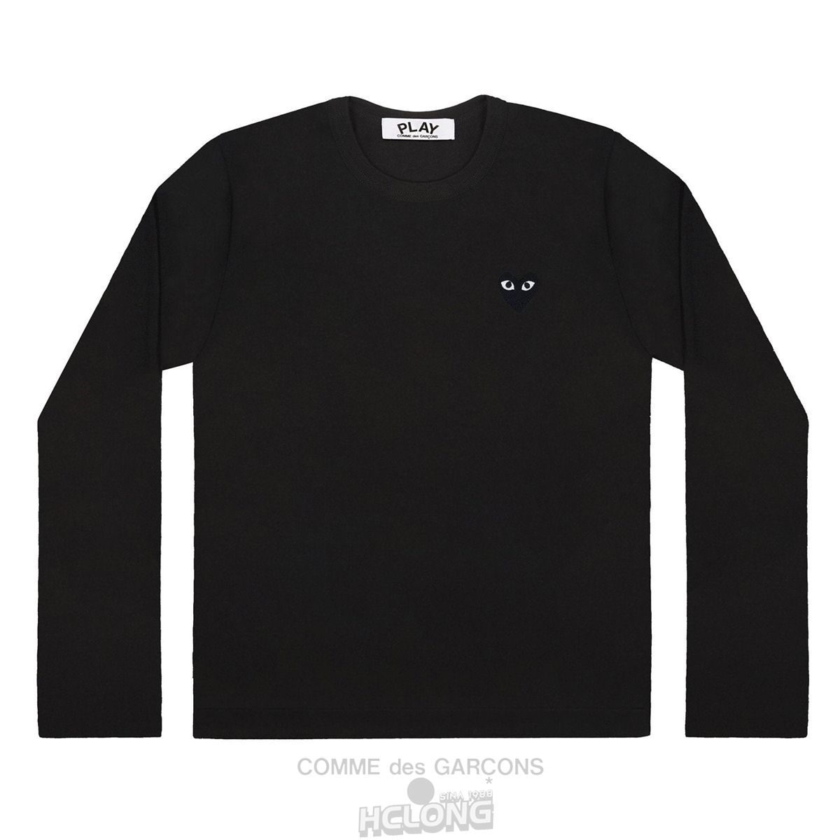 Comme Des Garcons PLAY L/S Basic T-Shirt Black Emblem Long Sleeve Unisex Sort | 91308-OUYG