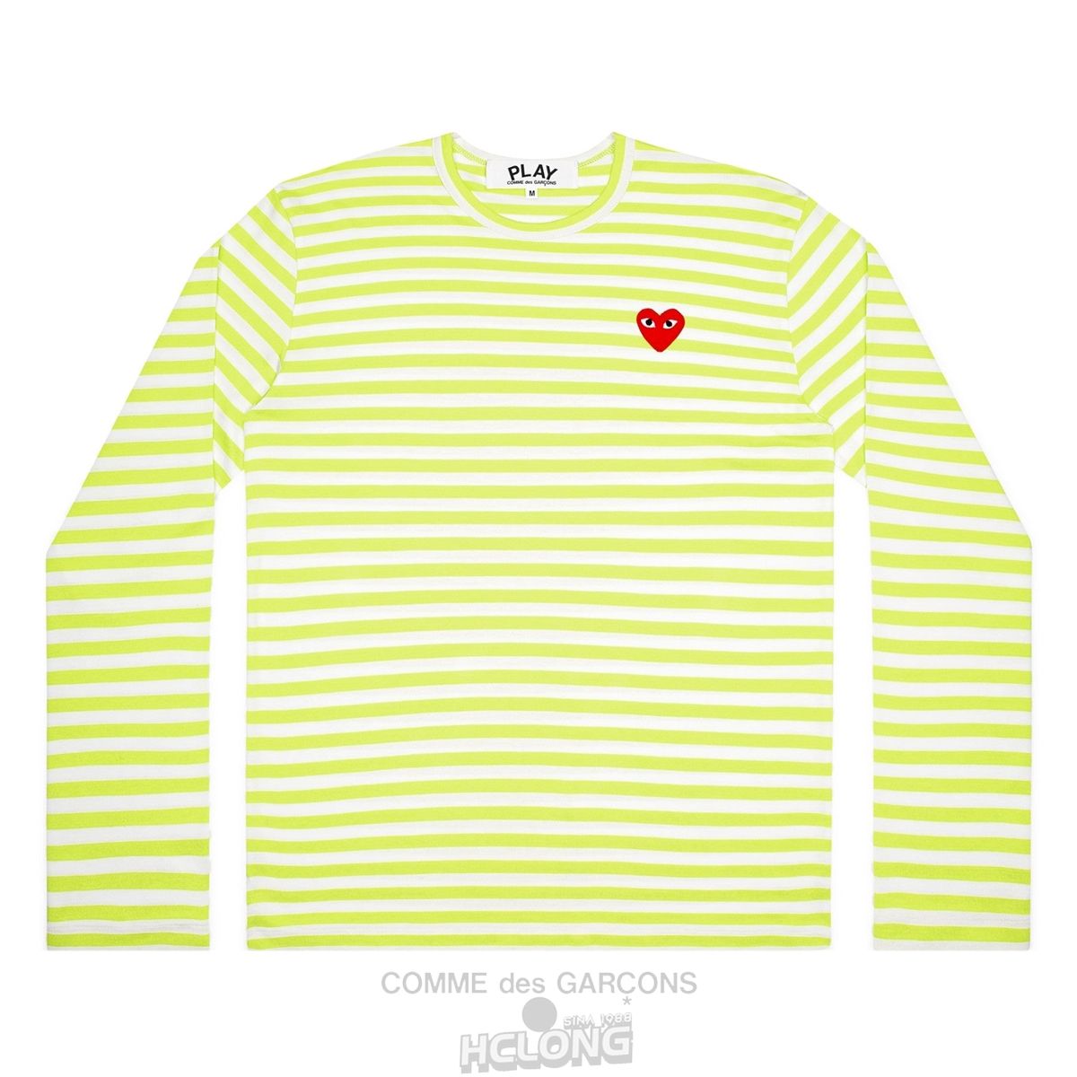 Comme Des Garcons PLAY L/S Coloured Stribet Red Emblem Spring Series Long Sleeve Unisex Grøn | 02371-WXUI