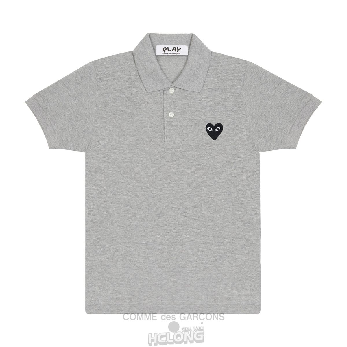 Comme Des Garcons PLAY Polo Black Emblem Polo Unisex Grå | 70354-PJKZ