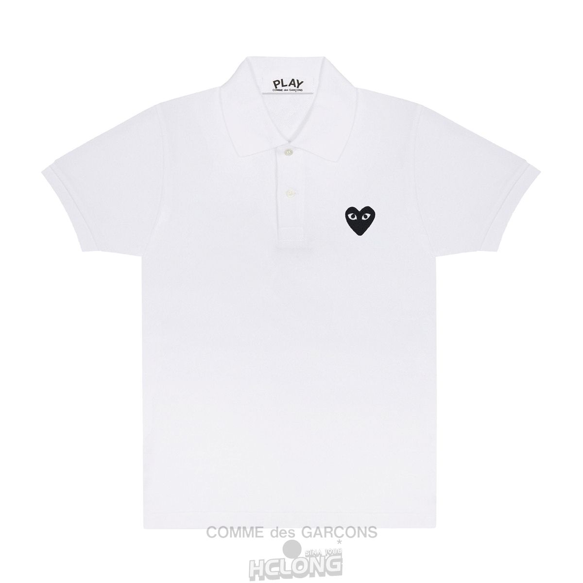 Comme Des Garcons PLAY Polo Black Emblem Polo Unisex Hvide | 85237-IHPC