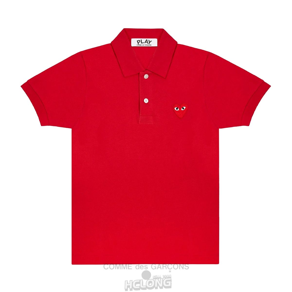 Comme Des Garcons PLAY Polo Red Emblem Polo Unisex Rød | 48176-LPNQ