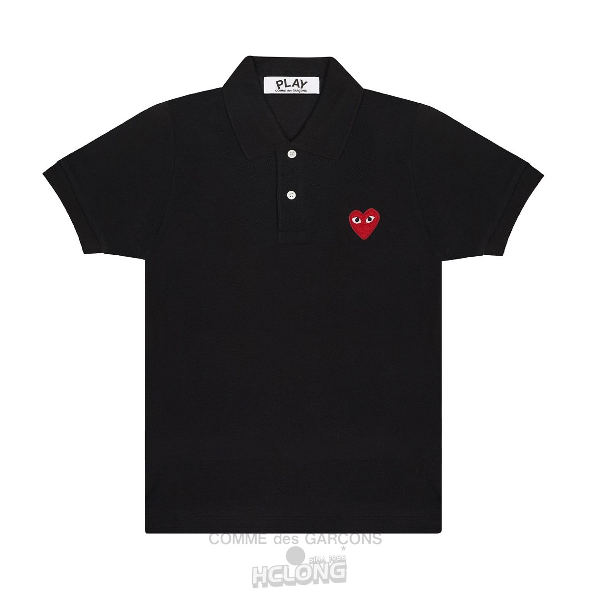 Comme Des Garcons PLAY Polo Red Emblem Polo Unisex Sort | 85106-ZCEU