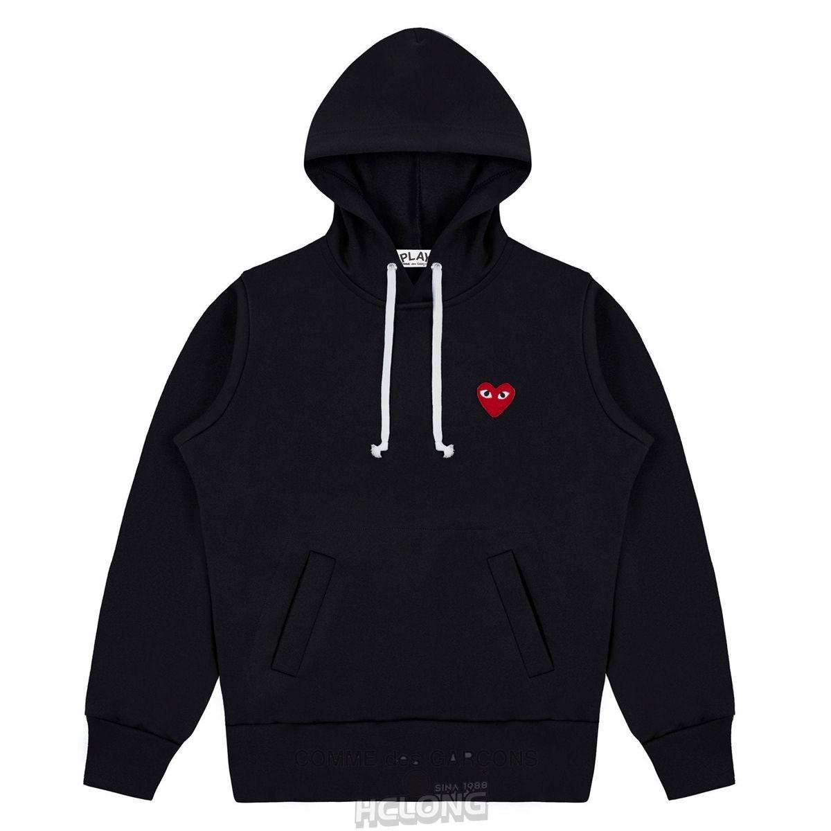 Comme Des Garcons PLAY Pullover Hætte Sweatshirt Hooded Sweatshirt Unisex Sort | 51093-MBTJ