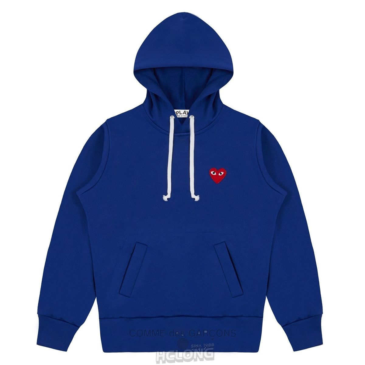 Comme Des Garcons PLAY Pullover Hætte Sweatshirt Hooded Sweatshirt Unisex Mørkeblå | 54906-SPHT