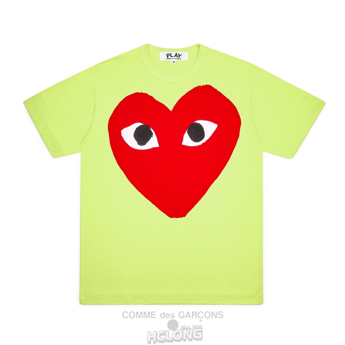 Comme Des Garcons PLAY Red Heart Screenprint T-Shirt Spring Series Short Sleeve Unisex Grøn | 04893-LXYJ