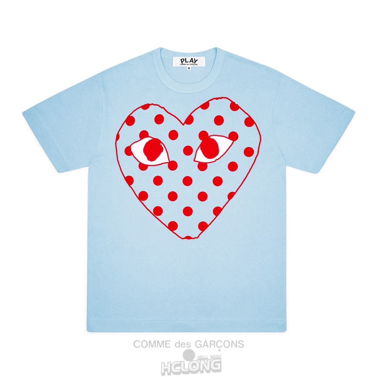 Comme Des Garcons PLAY Red Spotted Heart Screenprint T-Shirt Spring Series Short Sleeve Unisex Blå | 83750-LUFH