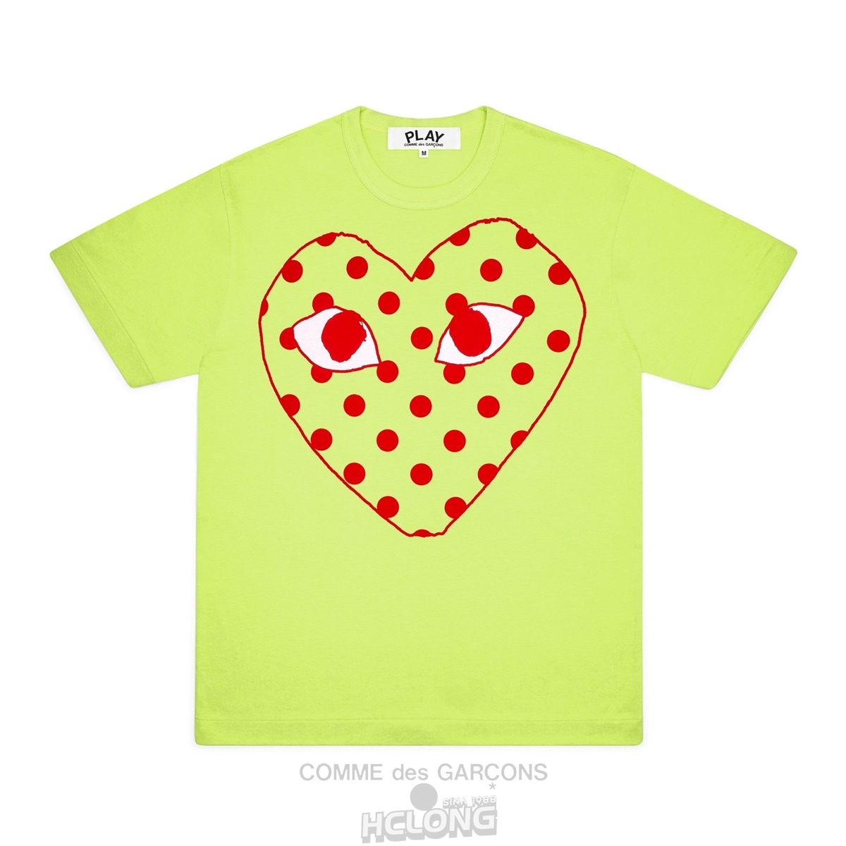 Comme Des Garcons PLAY Red Spotted Heart Screenprint T-Shirt Spring Series Short Sleeve Unisex Grøn | 95162-QHUM