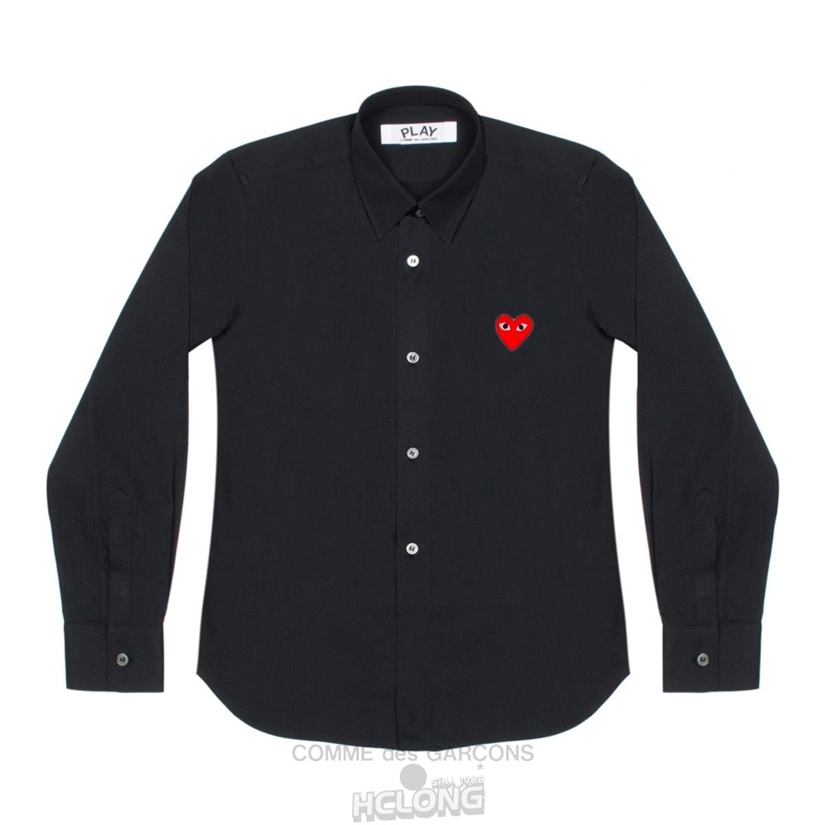 Comme Des Garcons PLAY Shirt Red Emblem Shirt Unisex Sort | 79052-DBHX