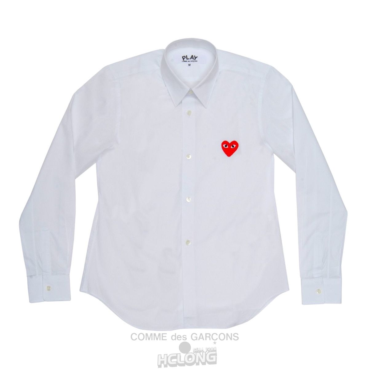 Comme Des Garcons PLAY Shirt Red Emblem Shirt Unisex Hvide | 87013-USYK