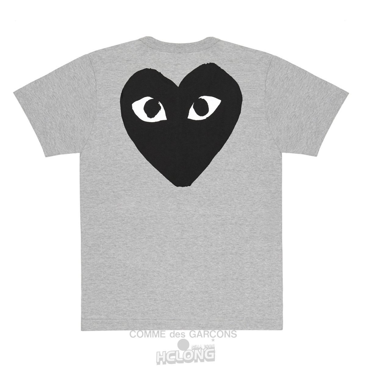 Comme Des Garcons PLAY T-Shirt Black Small Logo and Heart on Back Short Sleeve Unisex Grå | 14063-EBFA