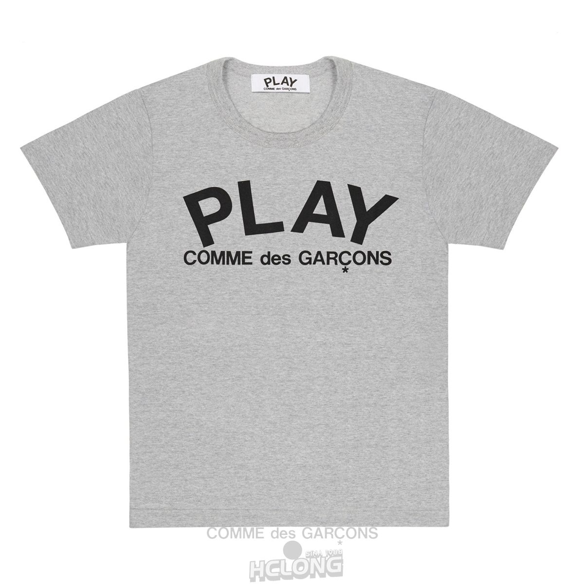 Comme Des Garcons PLAY T-Shirt With Large Logo Short Sleeve Unisex Grå | 75968-WIEP