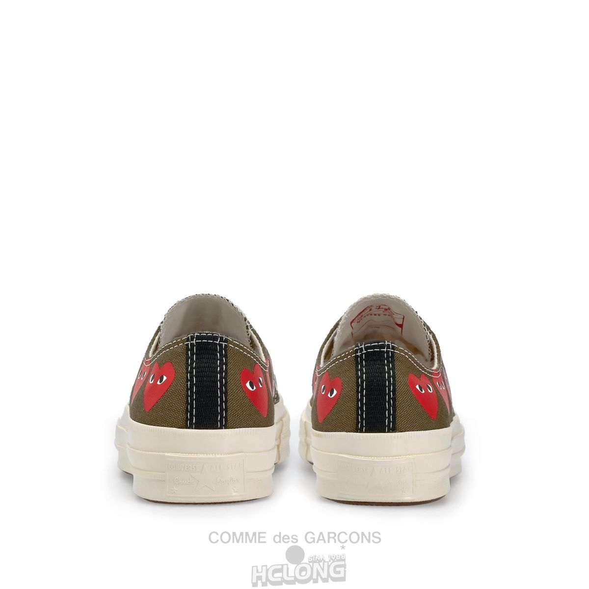 Comme Des Garcons Play Converse Multi Red Heart Chuck Taylor All Star '70 Low Sneakers Low Top Unisex Khaki | 08297-GFHC