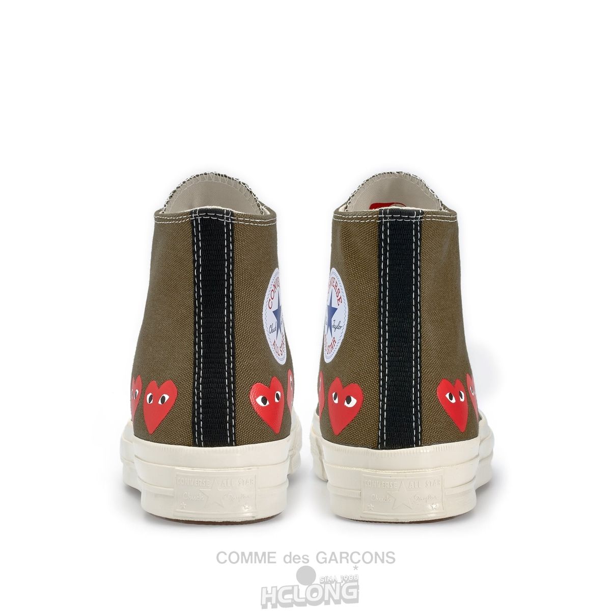 Comme Des Garcons Play Converse Multi Red Heart Chuck Taylor All Star '70 High Sneakers High Top Unisex Khaki | 64295-NRCB