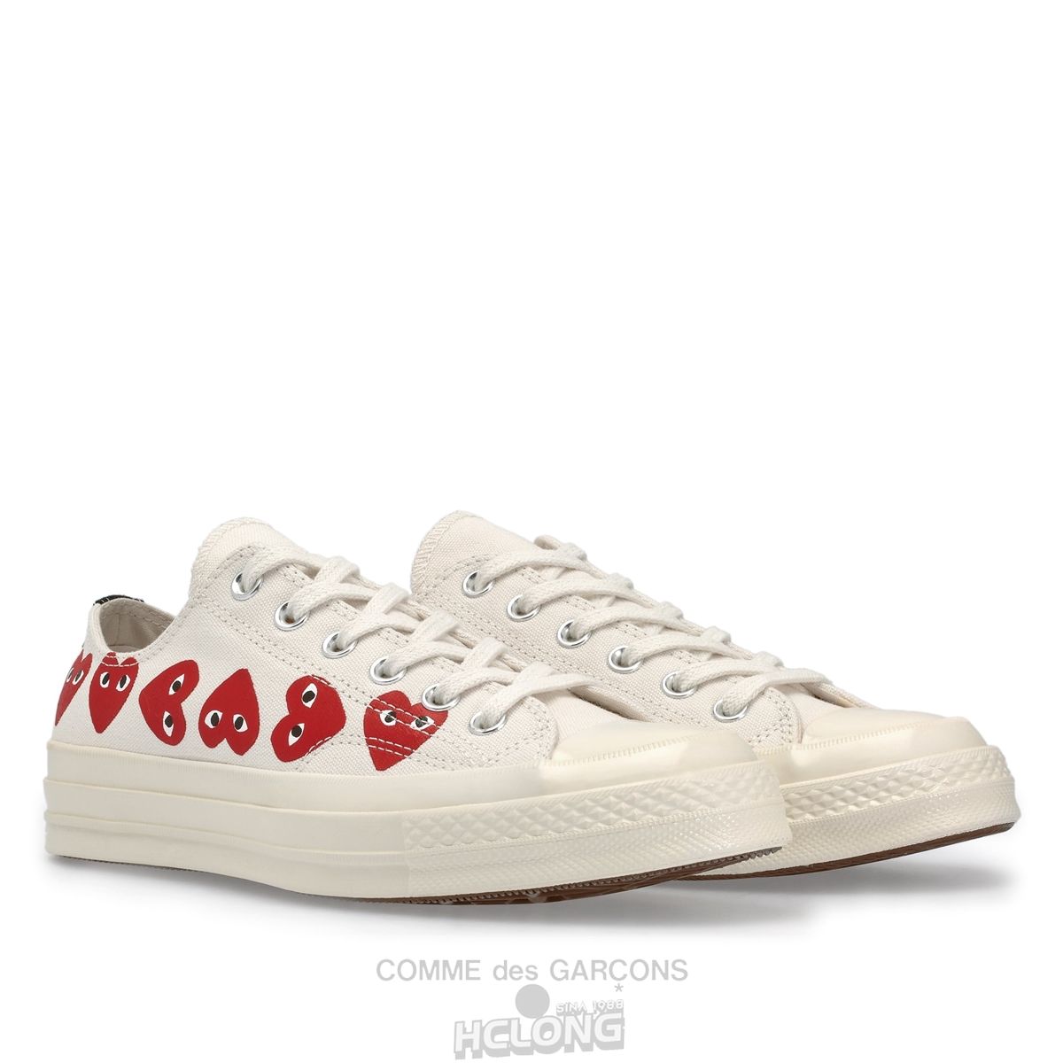 Comme Des Garcons Play Converse Multi Red Heart Chuck Taylor All Star '70 Low Sneakers Low Top Unisex Hvide | 70591-DNVG