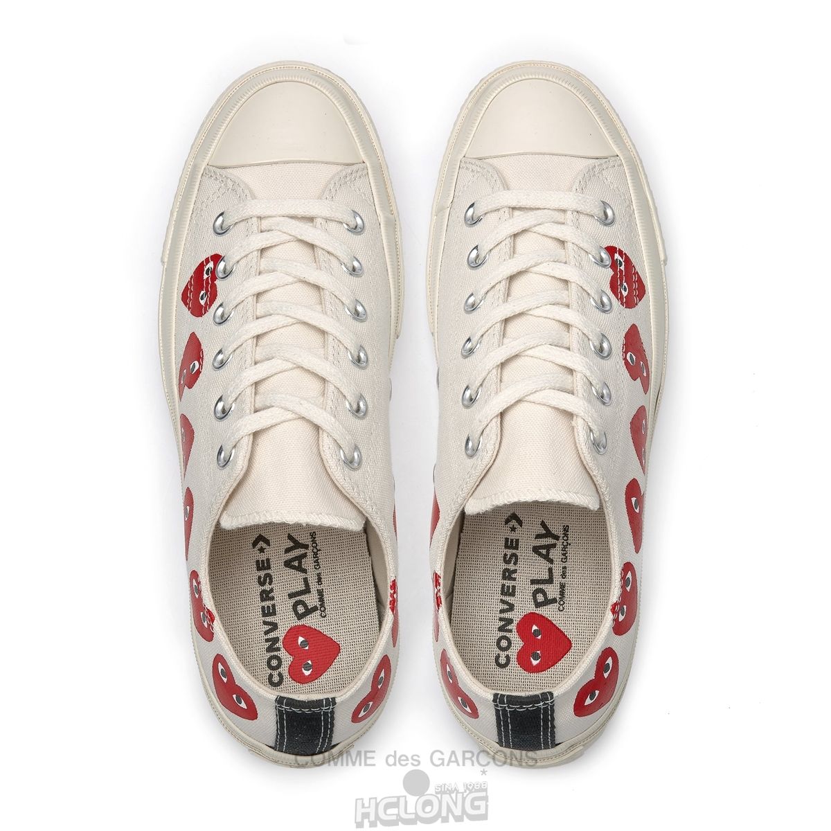 Comme Des Garcons Play Converse Multi Red Heart Chuck Taylor All Star '70 Low Sneakers Low Top Unisex Hvide | 70591-DNVG