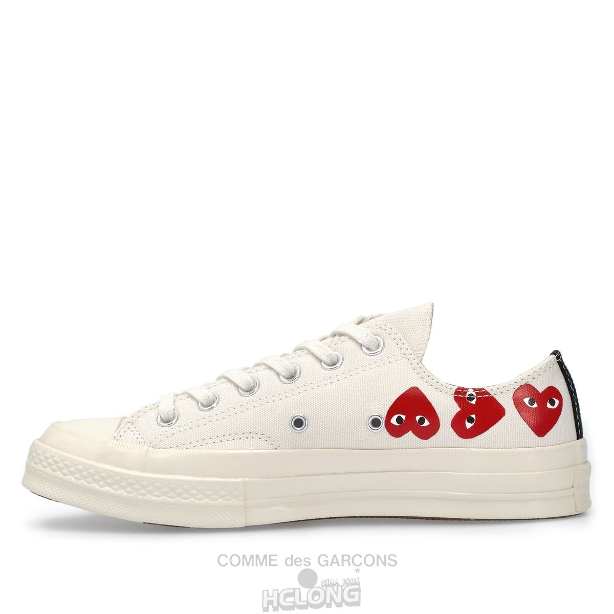 Comme Des Garcons Play Converse Multi Red Heart Chuck Taylor All Star '70 Low Sneakers Low Top Unisex Hvide | 70591-DNVG