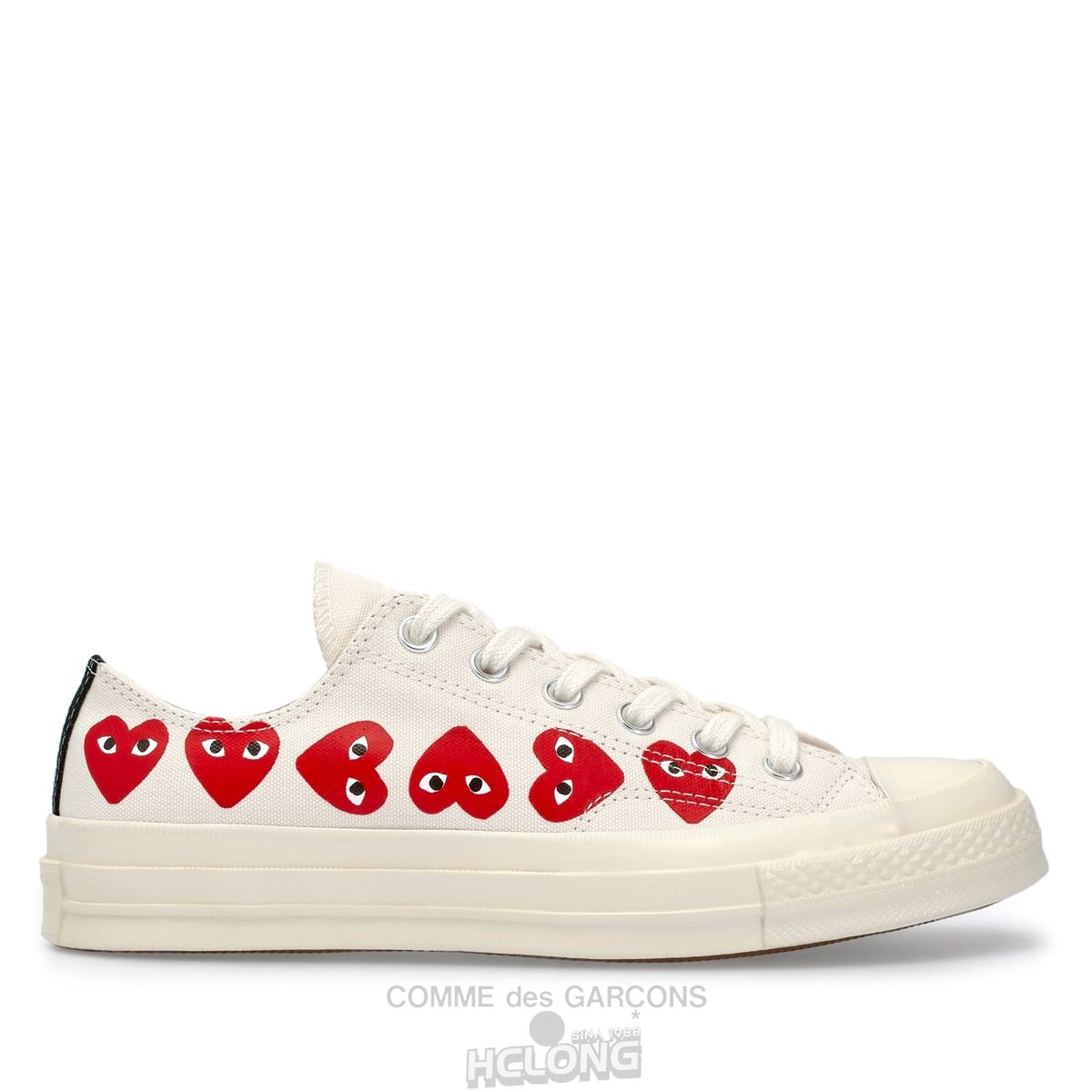 Comme Des Garcons Play Converse Multi Red Heart Chuck Taylor All Star \'70 Low Sneakers Low Top Unisex Hvide | 70591-DNVG