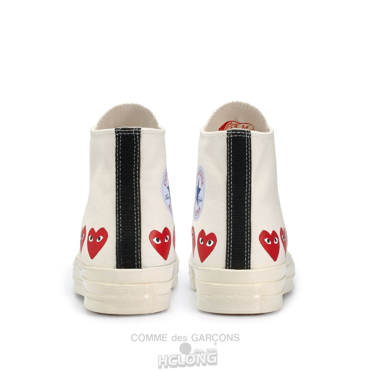 Comme Des Garcons Play Converse Multi Red Heart Chuck Taylor All Star '70 High Sneakers High Top Unisex Hvide | 95017-ZQDS