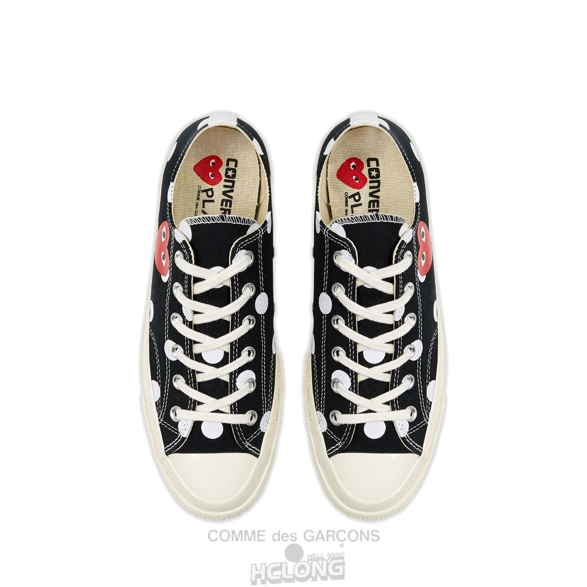 Comme Des Garcons Play Converse Polka Dot Red Heart Chuck Taylor All Star '70 Low Sneakers Low Top Unisex Sort | 01967-KFOD