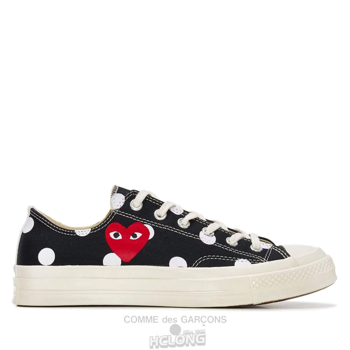 Comme Des Garcons Play Converse Polka Dot Red Heart Chuck Taylor All Star \'70 Low Sneakers Low Top Unisex Sort | 01967-KFOD