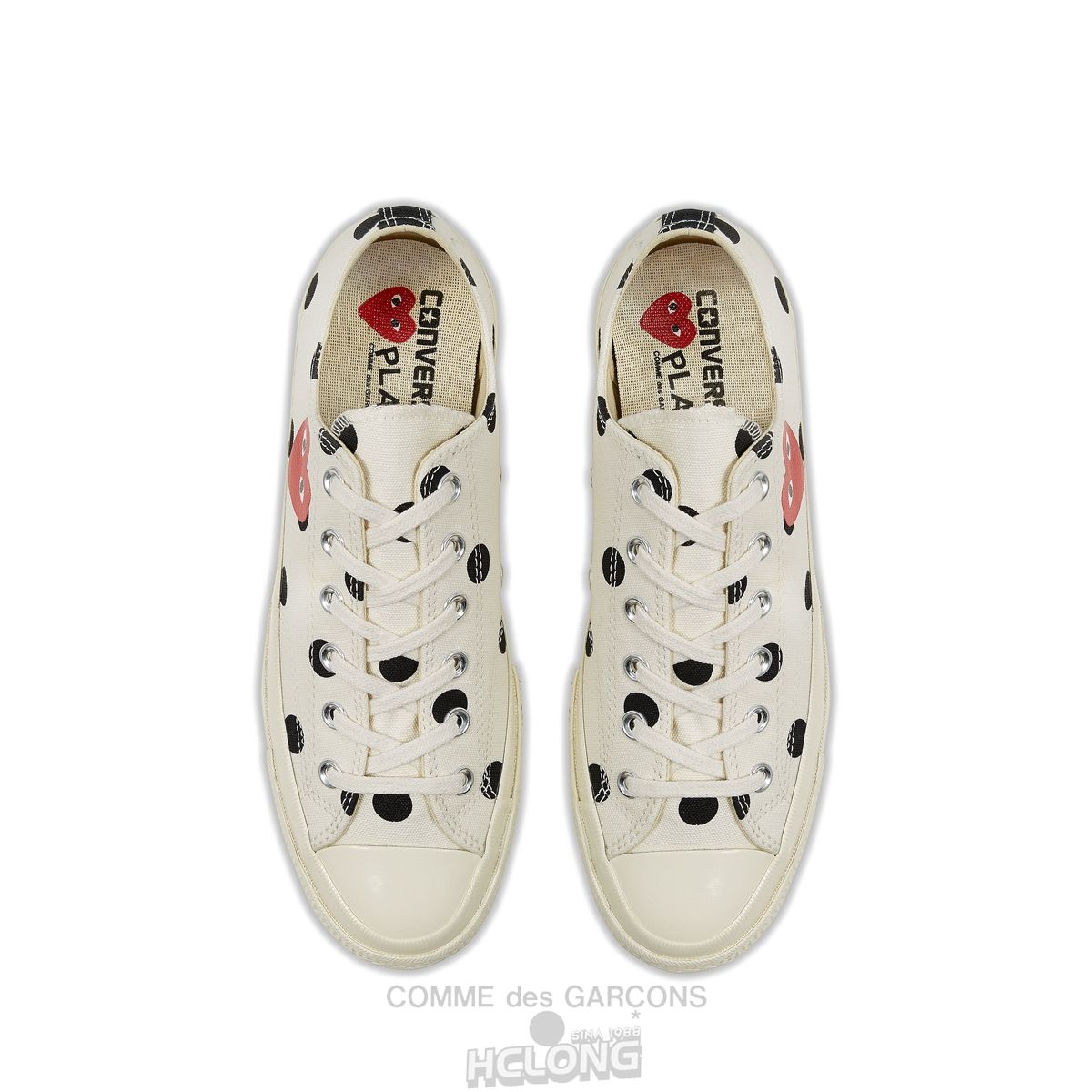 Comme Des Garcons Play Converse Polka Dot Red Heart Chuck Taylor All Star '70 Low Sneakers Low Top Unisex Hvide | 53069-PSJT