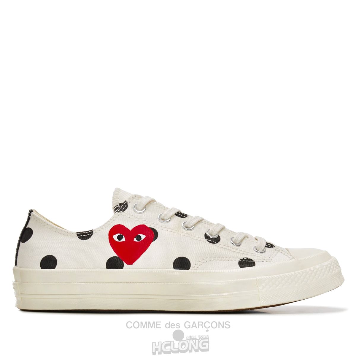 Comme Des Garcons Play Converse Polka Dot Red Heart Chuck Taylor All Star \'70 Low Sneakers Low Top Unisex Hvide | 53069-PSJT