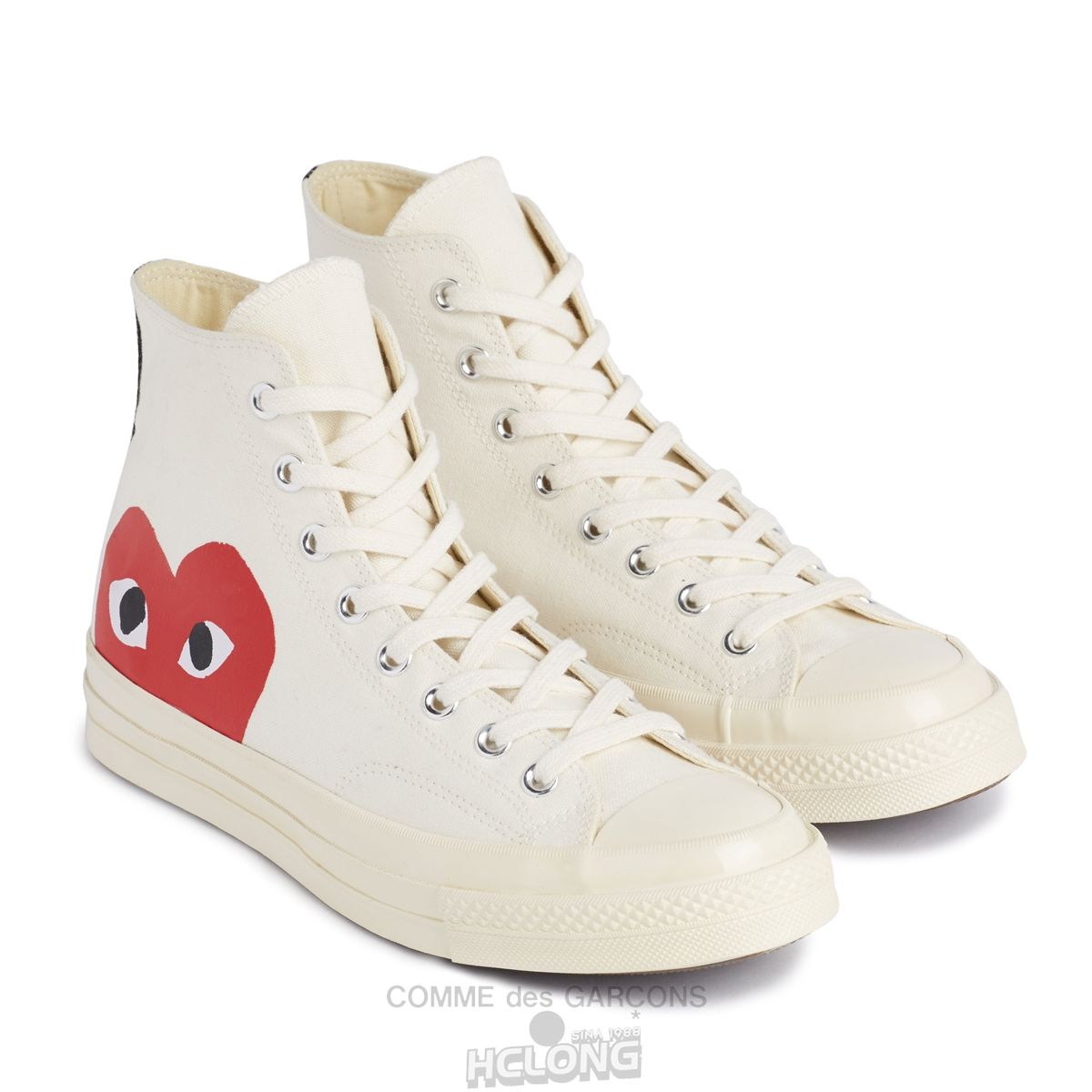 Comme Des Garcons Play Converse Red Heart Chuck Taylor All Star '70 High Sneakers High Top Unisex Hvide | 57304-UWZY