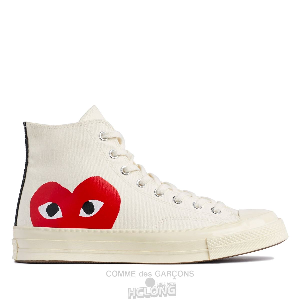 Comme Des Garcons Play Converse Red Heart Chuck Taylor All Star \'70 High Sneakers High Top Unisex Hvide | 57304-UWZY