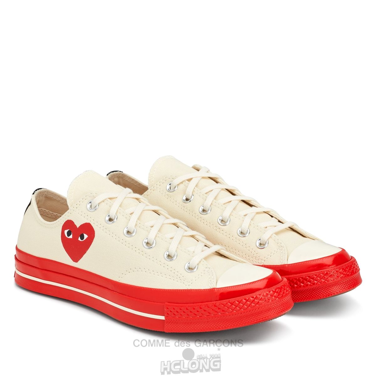 Comme Des Garcons Play Converse Red Heart & Red Sole Chuck 70 Low Top Sneakers Low Top Unisex Hvide | 62145-VMKE