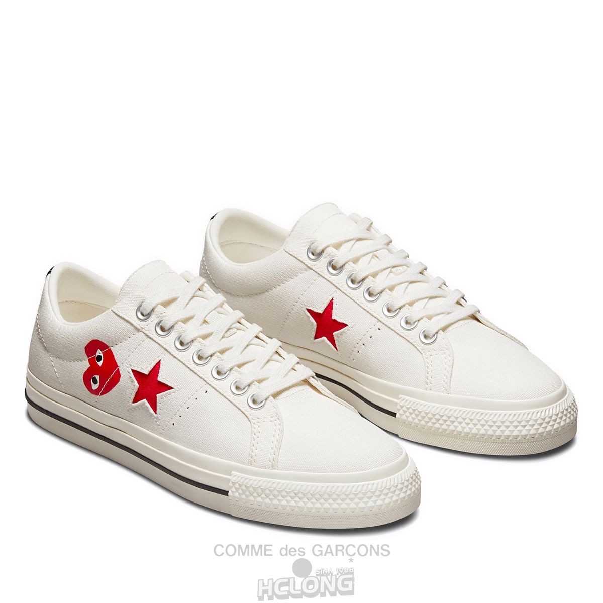 Comme Des Garcons Play Converse Red Heart One Star Low Top Unisex Hvide | 78431-RFIX