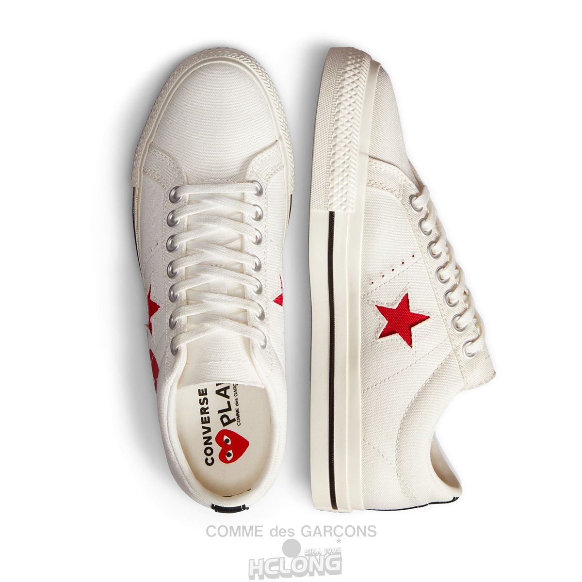 Comme Des Garcons Play Converse Red Heart One Star Low Top Unisex Hvide | 78431-RFIX