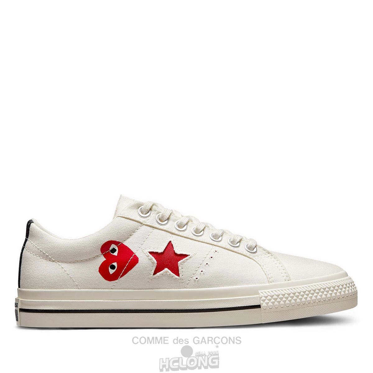 Comme Des Garcons Play Converse Red Heart One Star Low Top Unisex Hvide | 78431-RFIX