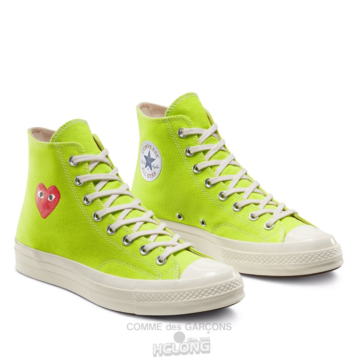 Comme Des Garcons Play Converse Red Heart Chuck '70 High Sneakers High Top Unisex Grøn | 80236-PFMK